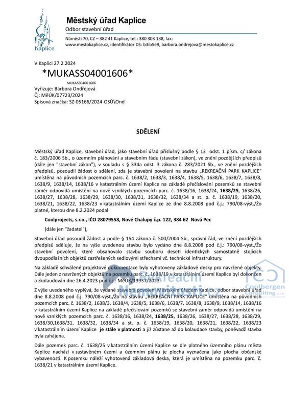 Stavební pozemek 840 m² u řeky Malše – Kaplice, klid a příroda