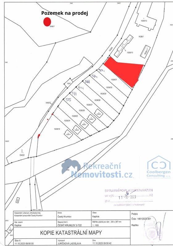 Stavební pozemek 840 m² u řeky Malše – Kaplice, klid a příroda