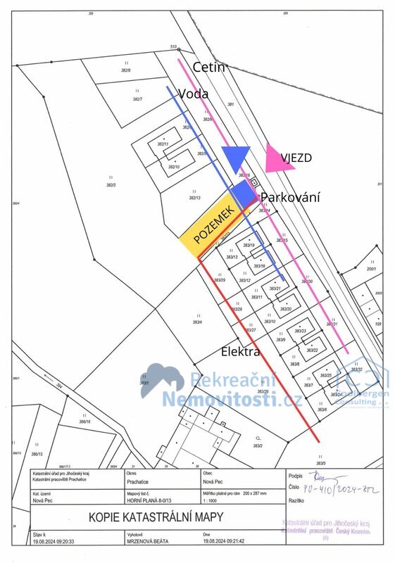 Prodej stavebního pozemku parc. č. 382/14 v projektu "Moldau Park Nová Pec" - 618  m2