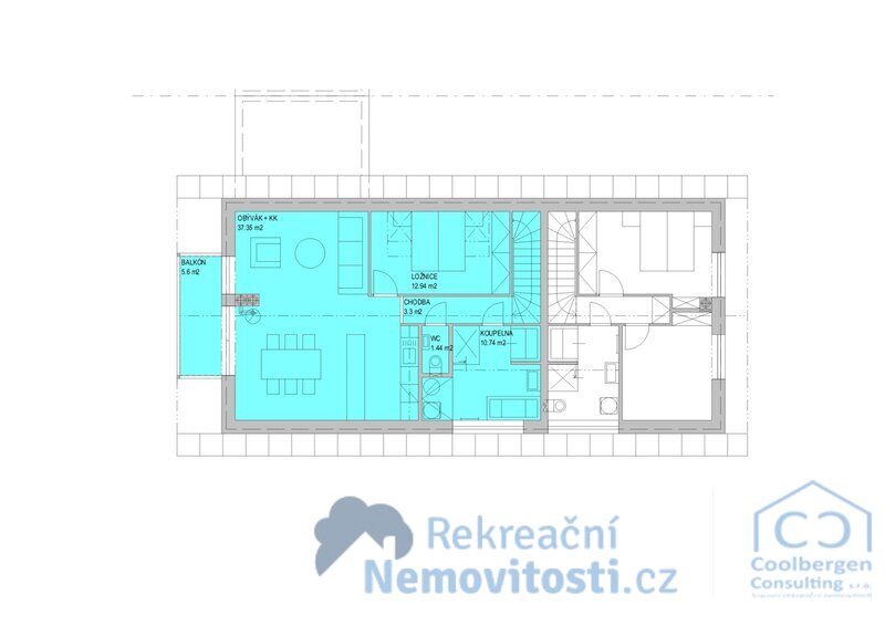 Podkrovní apartmán 3+kk s balkonem | Šumava – Nová Pec | klid, příroda, druhé bydlení
